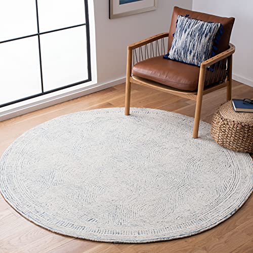 Safavieh Contemporary Rug for Living Room, Dining Room, Bedroom - Abstract Collection, Short Pile, in Black and Ivory, 122 X 122 cm