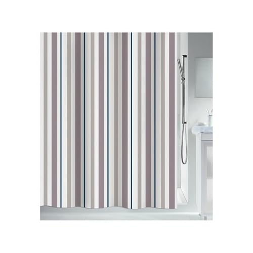 Spirella Biarritz Anti-Mould Shower Curtain, Anti-Bacterial, Washable, Waterproof, Polyester/Cotton, 180 x 200 cm, Stripes