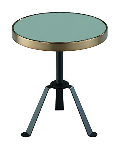 Aspect Leonardo Three Legged Side Table with Mirrored Top-Rose Gold/Black, Metal, 40 diameter x 47(H) cm