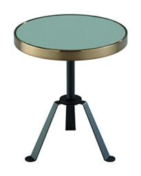 ASPECT Leonardo Three Legged Side Table with Mirrored Top-Rose Gold/Black, Metal, 40 diameter x 47(H) cm