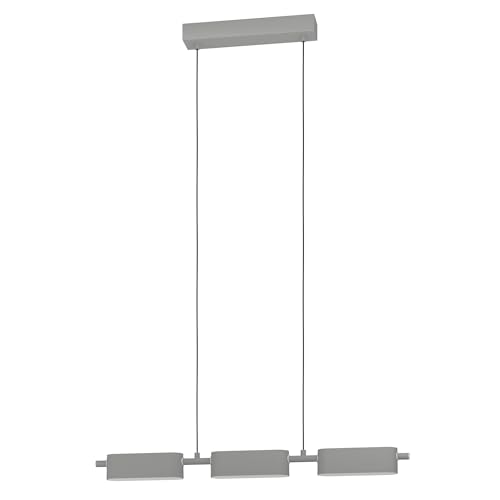 Eglo LED Pendant Lighting Rovira, dimmable Minimalist Ceiling Light Fitting Made of Metal and Plastic, Silver White Hanging lamp for Dining and Living Room, Warm White