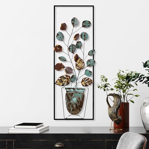Handmade Decorative Metal Wall Accessory, 32 x 90 x 4 cm, 100% Metal, Unique Hand-Painted Design, Perfect for Home Decor, Adds Elegance & Style