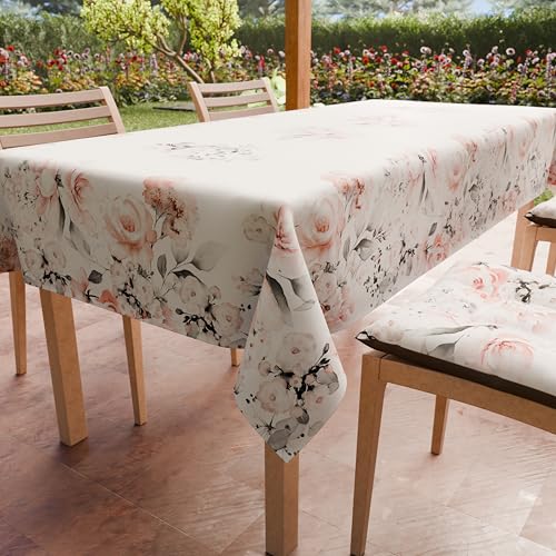 PETTI Artigiani Italiani - Stain Resistant Tablecloth Square 140x140 cm 4 Seats, Wipe Clean Microfibre Kitchen Table Cover, Floral 17 Design Delicate Flowers, 100% Made in Italy