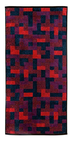 Möve Modernism shower towel rectangles allover 80 x 150 cm made of 100% cotton, red