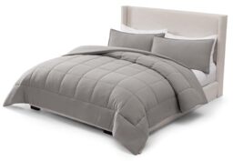 UGG Leonora Comforter Set with 2 Pillow Shams Lightweight Down Alternative Blanket Reversible Cozy Warm All Season Washable and Hypoallergenic Bedding Set, King, Light Grey