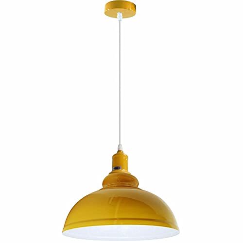 LEDSone Vintage Curvy Dome Pendant Light 29cm Yellow Ceiling Lamp