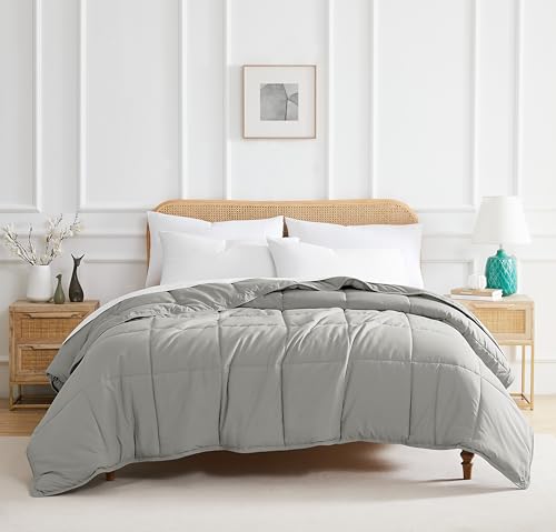 Southshore Fine Living, Inc. California King Size Comforter, Pet Hair Resistant Bedding Comforters, Oversized Down Alternative Comforter, Duvet Insert King, Hotel Bedding, Steel Grey Comforters