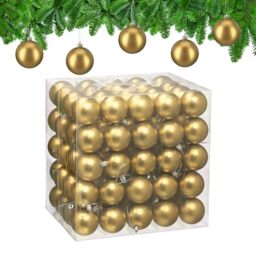 Relaxdays Christmas Baubles, Set of 100, Festive Tree Ornaments, D: 6 cm, Holiday Decorations, Plastic, Matte, Gold