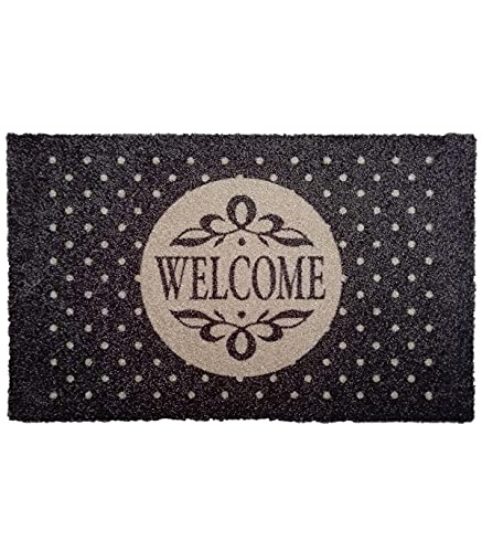 oKu-Tex Polkadots Polka Dot Print Door Mat Indoor Non-Slip Washable Stylish Welcome Grey 50x80cm