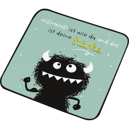 Sheepworld H:PPY Life 74165 Magic Towel Monster with Saying Strength - Small Hand Towel, Guest Towel, Pressed Shape, 30 cm x 30 cm, Cotton, Gift, Funny Surprise