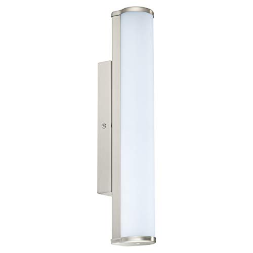 Eglo LED Wall Lamp Calnova, Mirror Light Made of Metal in Matte Nickel, Frosted Glass in White, Bathroom Lamp, Damp Room Light Neutral White, IP44, Length 35 cm