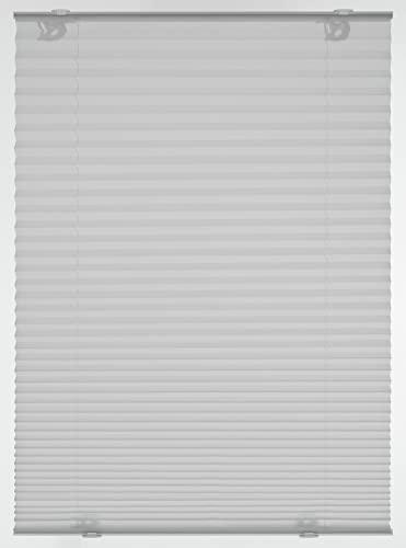 Gardinia Solo 36126 Pleated Blind with Suction Cups Opaque Folding Blind All Mounting Parts Included 2 Aluminium Operating Rails Grey 80 x 130 cm (W x H)