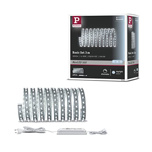 Paulmann 70580 MaxLED 500 LED Strip Basic Set incl. 1x17-watt dimmable Lighting Strip Silver Light Strip Metal LED Strip 6500 K