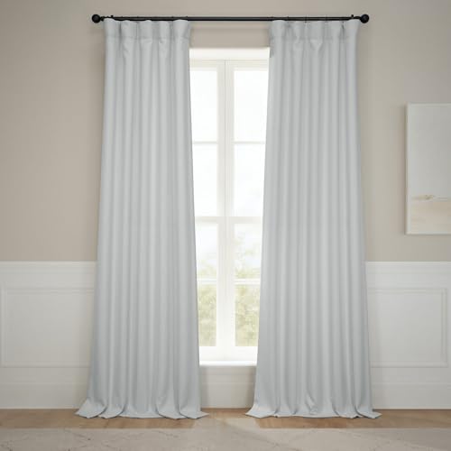 HPD Half Price Drapes Faux Linen Textured Room Darkening Curtains for Bedroom 84 Inches Long (1 Panel), 50W X 84L Curtains for Living Room Home Decor, Oyster