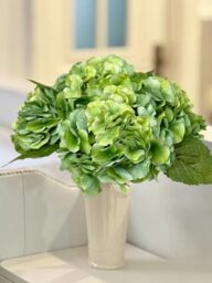 YalzoneMet 3 Pcs Green Real Touch Artificial Hydrangea Flower 21'' Long Stem Lifelike Big Hydrangea for Home Party Outdoor Wedding Garden Kitchen Table Centerpiece Spring Home Flower Decor