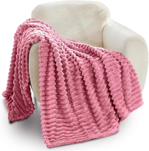 GC GAVENO CAVAILIA Fleece Throw Blanket - Soft Fluffy Throws For Sofas, Bed, Settee, Couch - Extra Warm Large Blanket Throw - Easycare, Anti Allergic - Double 150x200 Cm - Berry