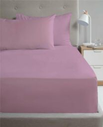 Kampala Hill Percale Single Fitted Sheet Extra Deep Bedding Lilac