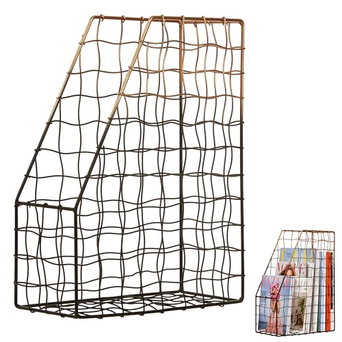 Premier Housewares Metallic Magazine Holder With Open Wireframe Design-Sleek And Sturdy Newspaper Holder-Modern Storage Rack-Perfect for Organizing Books, Magazines & Newspapers