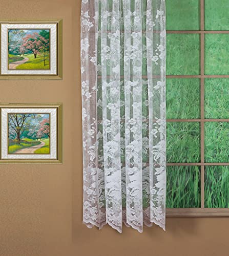 "Today's Curtain Floral Vine Lace Panel 63"", White, 60W x 63L"