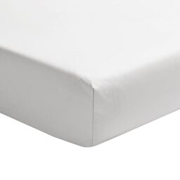 Essix Cotton Satin Fitted Sheet, Palazzo, White, 180 x 200 cm,
