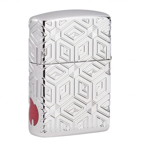 Zippo, ???Boxes All Over??? design lighter in durable metal, Real windproof lighter, ideal for outdoors, refillable and guaranteed for life, Boxes All Over Design