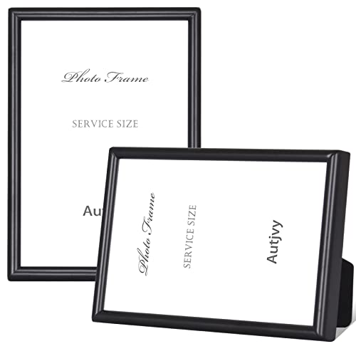 4x6 Matte Black Aluminum Picture Frame 2 Pack HD Glass Wall & Tabletop - Modern Simple Thin Aluminum Metal, Tabletop and Wall Display, elegant ornament for daily family photo storage