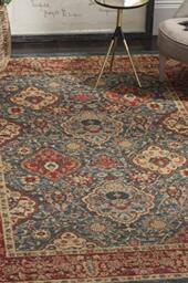 SAFAVIEH Traditional Rug for Living Room, Dining Room, Bedroom - Mahal Collection, Short Pile, in Navy and Red, 155 X 231 cm