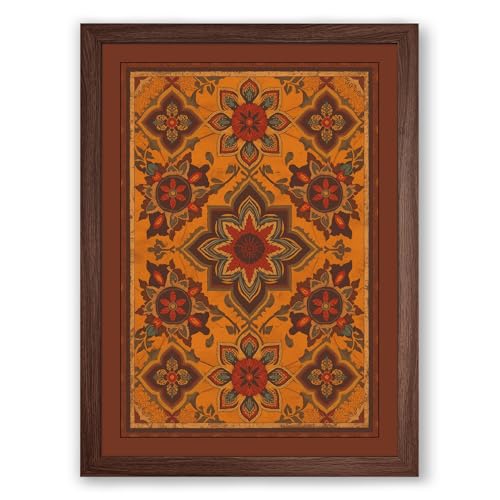 Ornate Eastern Tapestry Eclectic Framed Wall Art Print A2 (59.4×42cm) Walnut, Wall Decor for Living Room, Bedroom, Office & Home, Ready to Hang, Art Gift