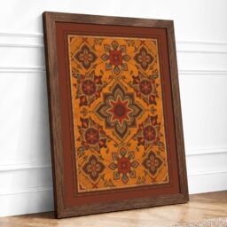 Ornate Eastern Tapestry Eclectic Framed Wall Art Print A2 (59.4×42cm) Walnut, Wall Decor for Living Room, Bedroom, Office & Home, Ready to Hang, Art Gift