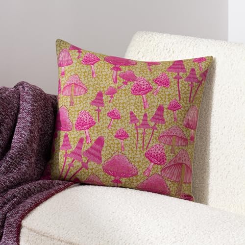 furn. Mushroom Fields Abstract Polyester Filled Cushion