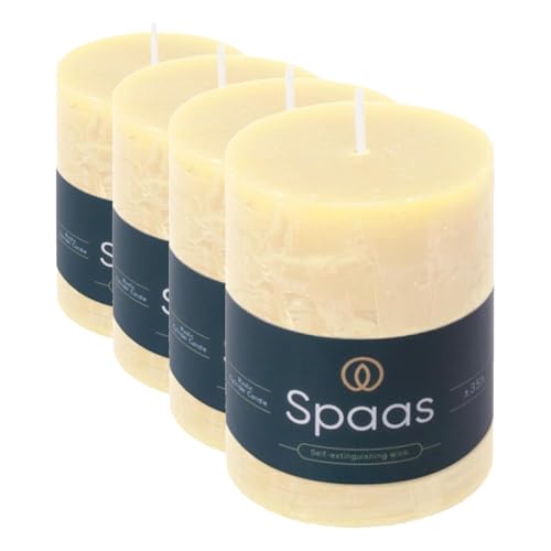 Spaas Rustic Pillar Candle 70/95 mm 35h, Ivory (Pack of 4)
