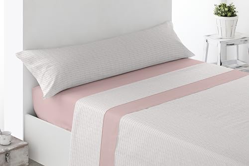 Miracle Home. Turcia Bed Sheet Set, 3-Piece Set, Fitted Sheet, Flat Sheet and Pillowcase, Anti-Peeling, 50% Cotton, 50% Brushed Microfibre, Pink, 90 x 200 cm, 90 cm Bed