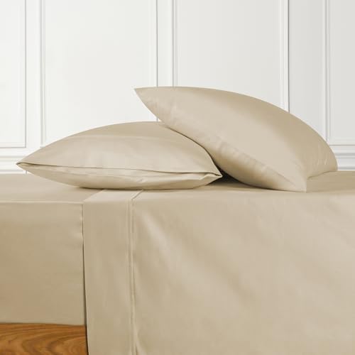 URBANHUT 100% Cotton Sheets King Size, for Everyday Use - Sand - 4 Piece Sateen Weave Sheets, King Size 16'' Elasticized Deep Pocket Bedsheets, Breathable and Durable