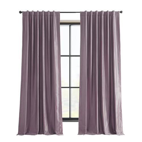 HPD Half Price Drapes Blackout Vintage Textured Faux Dupioni Curtain (1 Panel), Polyester & Polyester Blend, Smokey Plum, 50 X 108
