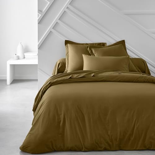 MAELSA Fitted Sheet, 160/200 + 30 cm, Cotton, Today Essential Bronze, 160/200