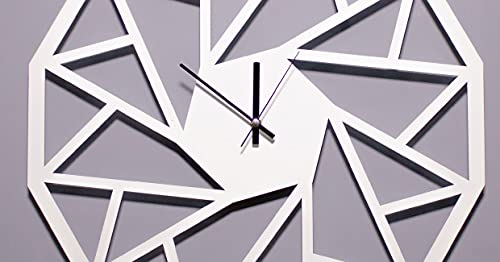 Homemania Wall Clock with Doors, Shelves for Living Room, Office-White Metal, 50 x 0.15 x 50 cm, 50 X 0,15 X 50cm
