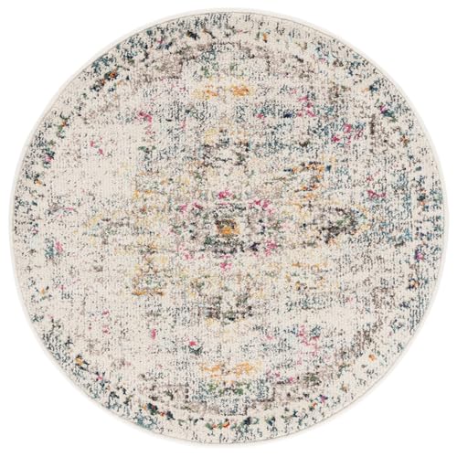Safavieh Modern Chic Rug for Living Room, Dining Room, Bedroom - Madison Collection Short Pile, Grey and Gold, 122 x 122 cm