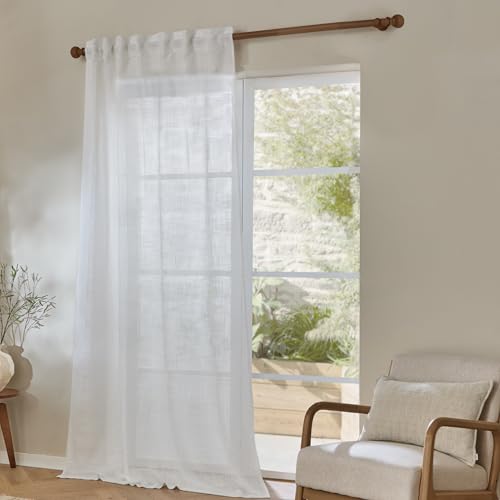Yard Furn Cirrus Woven Sheer Curtain Panel – Airy Semi Sheer Modern Curtain (Snow - 140x250cm)