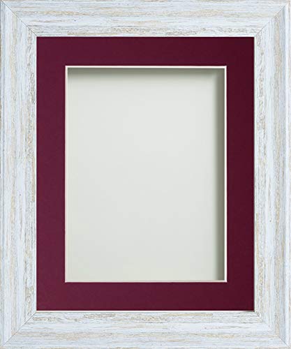 Frame Company Lynton Rustic White Photo Frame with Plum Mount, 6x4 for 4x3 inch, fitted with perspex
