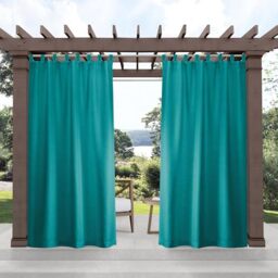 "Exclusive Home Cabana Solid Indoor/Outdoor Light Filtering Hook-and-Loop Tab Top Curtain Panel Pair, 54""x84"", Teal"