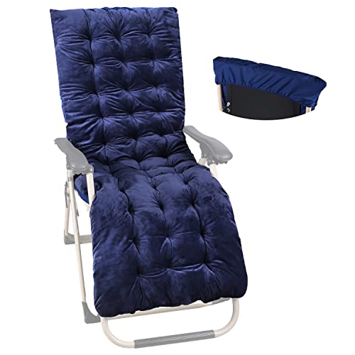 "REDCAMP Chaise Lounge Cushion for Patio Furniture, 3"" Thicker Soft Comfortable Cotton Outdoor Lounge Chair Cushion for Outside, Blue"