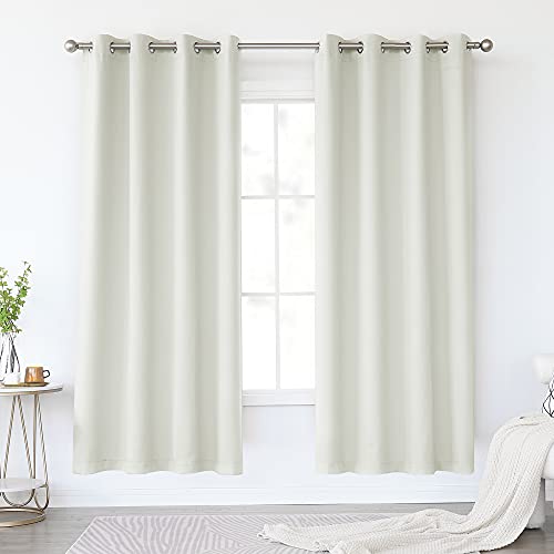 KEQIAOSUOCAI Cream White Blackout Curtains 72 Inches Long for Living Room - Grommet Room Darkening Thermal Insulated Ivory Curtain Drapes for Bedroom, Light Beige, 2 Panels, 52W x 72L