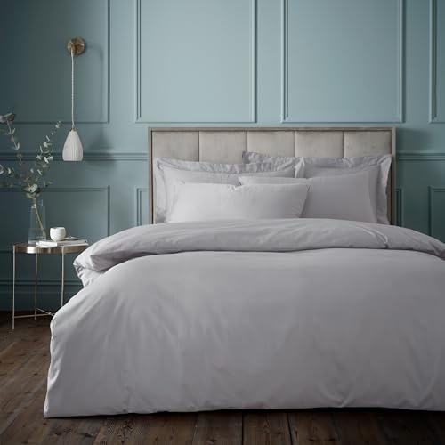 Bianca 180 Thread Count Egyptian Cotton Single Duvet Cover Set with Pillowcase Silver Grey