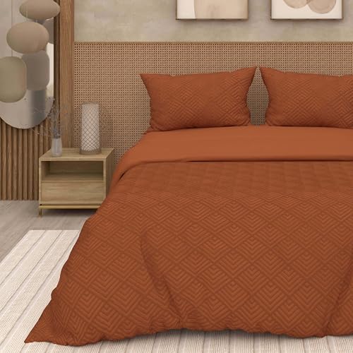 Intemporel Duvet Cover Set, Polyester, Orange, 220 x 240 cm