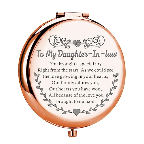 MYOSPARK Daughter in Law Gifts to My Daughter-in-Law Wedding Compact Makeup Mirror Bride to Be Gift from Mother in Law (Daughter-in-Law Mirror)