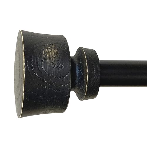 Stockton 48-86 Inch Adjustable Curtain Rod Set, 5/8 Inch Diameter in Distressed Black