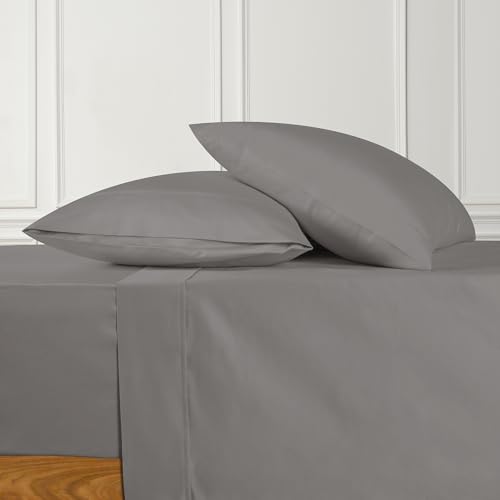 URBANHUT 100% Cotton Sheets Full Size, Signature Series 4Pc Sheet Set Bed Sheet for Full Size Bed, Sateen Weave Sheets, 16'' Elasticized Deep Pocket - Dark Grey