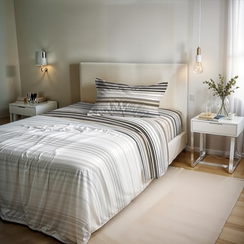 River Cotton Single Bed Sheet Set, Made in Italy – Complete Bed Set, Fitted Sheet, Top Sheet 90 x 200 cm and Pillowcase with Inner Flap (Single, Tigers)