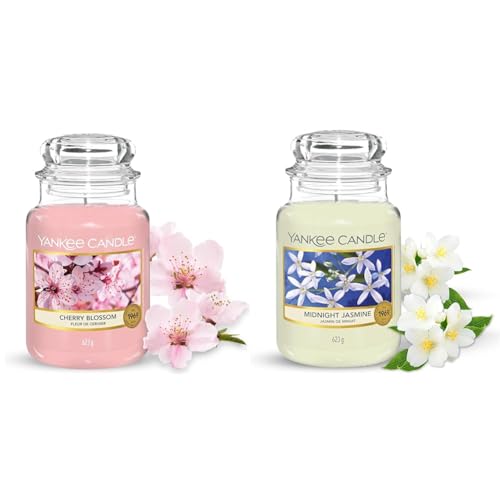 Yankee Candle Scented Candle, Cherry Blossom Large Jar Candle, Long Burning Candles & Scented Candle, Midnight Jasmine Large Jar Candle, Long Burning Candles