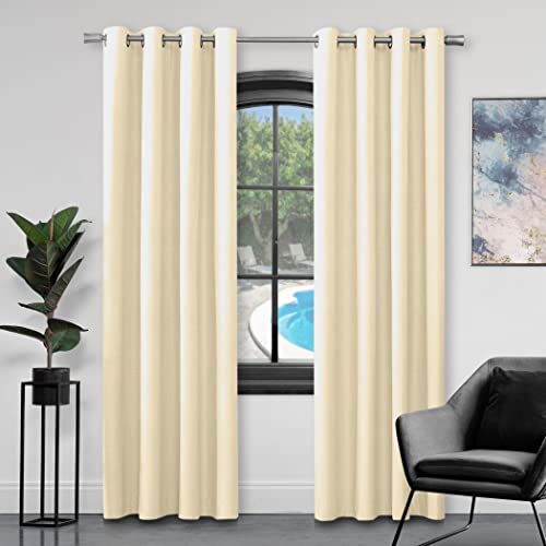Gaveno Cavailia Luxury Fully Lined Plain FAUX SILK EYELET CURTAINS With Tie Backs Cream 90x90 In 31069126